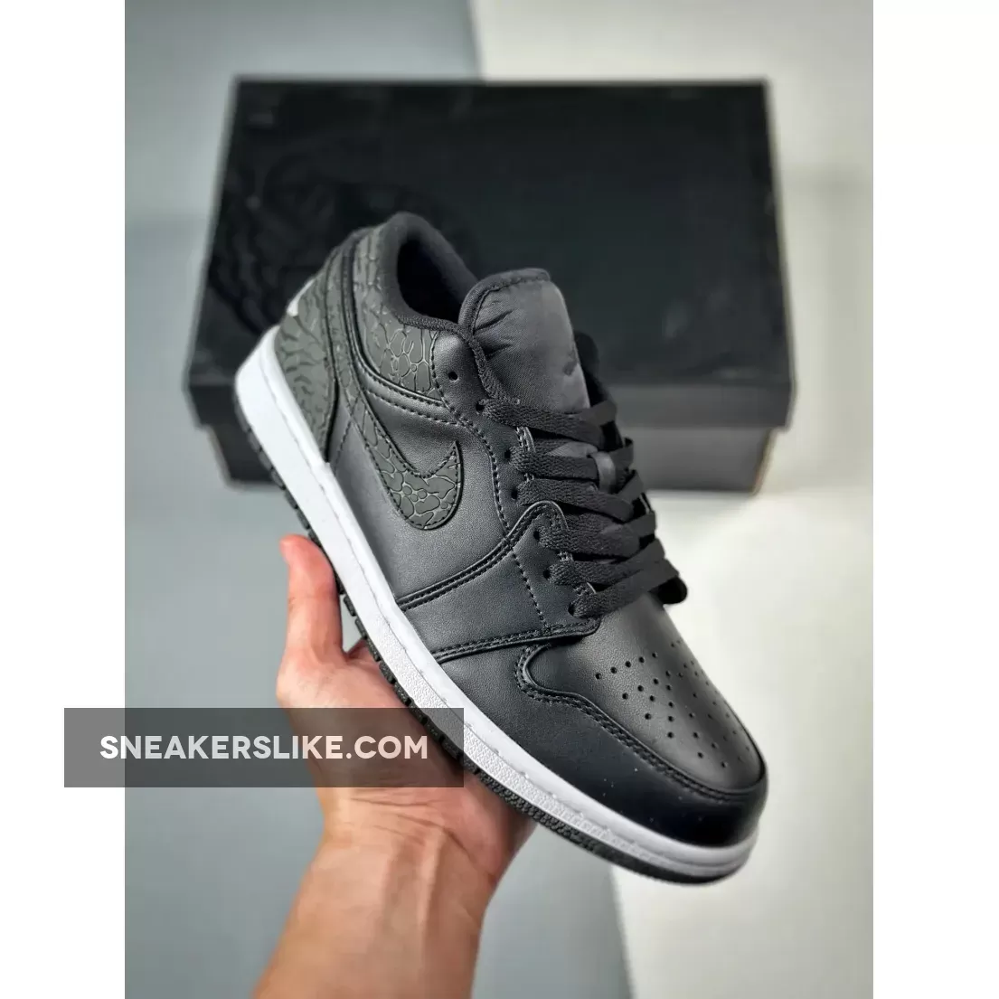 Air Jordan 1 Low 'Black Elephant' Black White - Air Jordan 1 Low Black Elephant