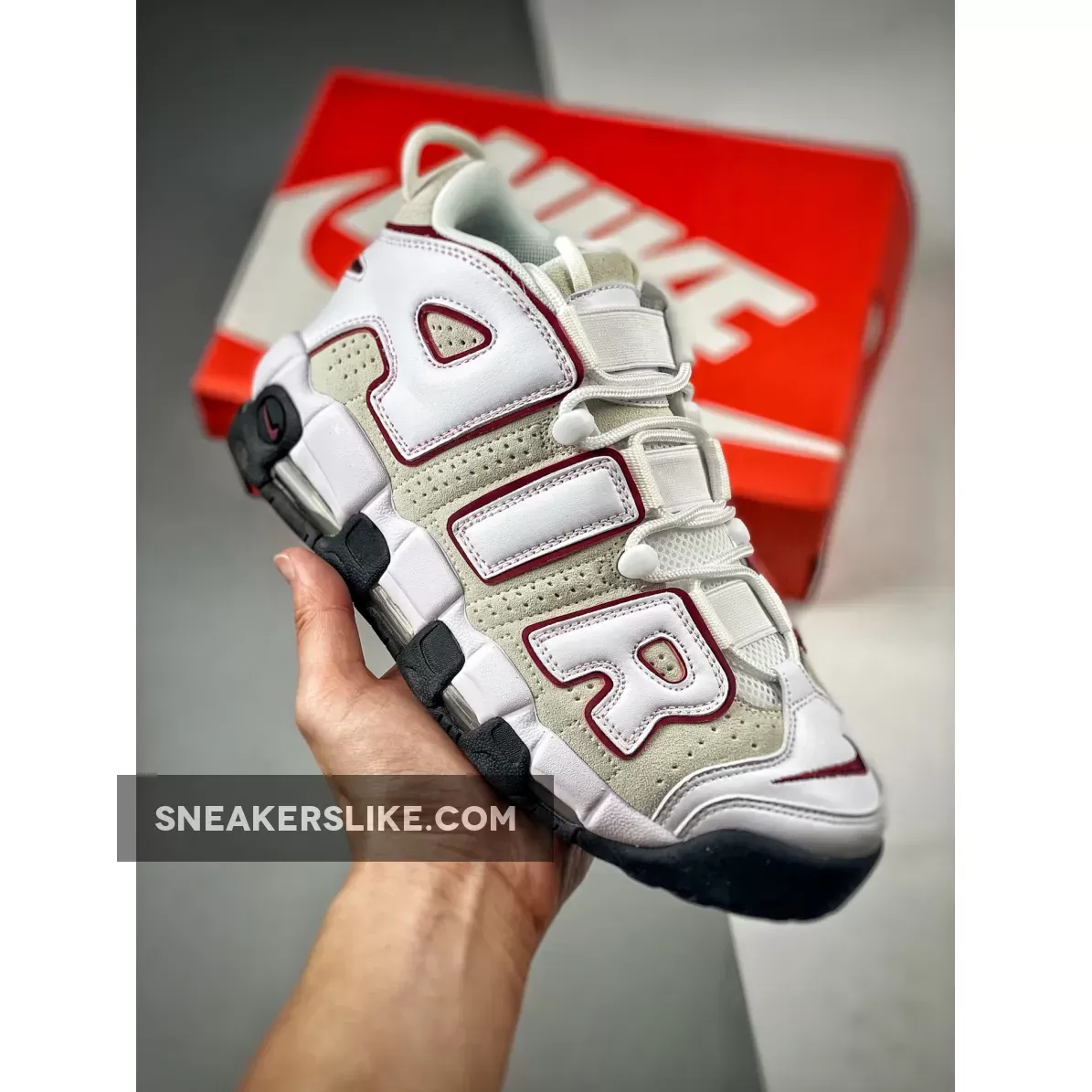 Nike Air More Uptempo White Grey Red FB1380-100 / red white uptempo