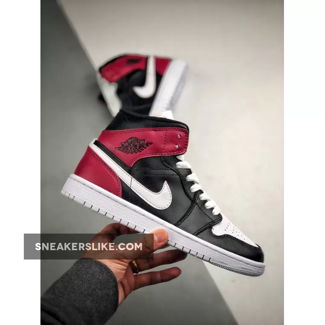 Air Jordan 1 Mid WMNS Black/White-Noble Red For Sale