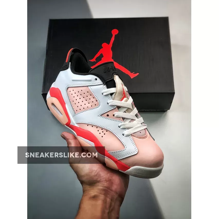 Air Jordan 6 Low GS White/Atmosphere-Infrared 23-Black Jordan 6 Lows Pink