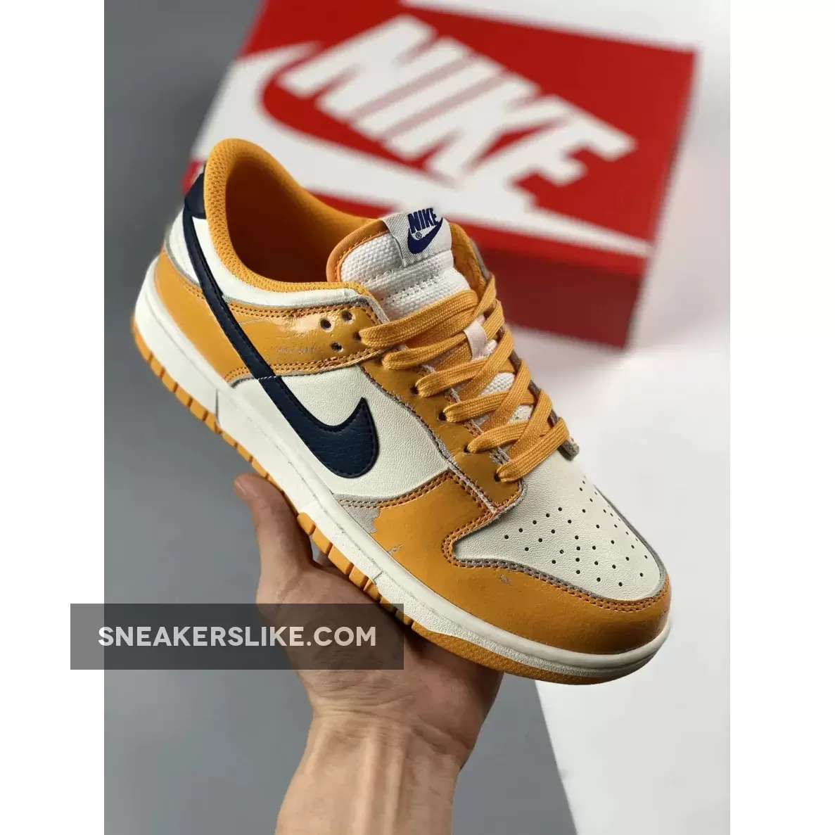 Yellow Nike Dunk / Nike Dunk Low 'Wear and Tear' Laser Orange/Midnight Navy FN3418-100