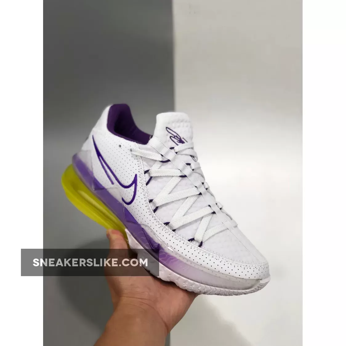 Nike LeBron 17 Low 'Lakers Home' White/Voltage Purple-Dynamic Yellow CD5007-102 To Buy