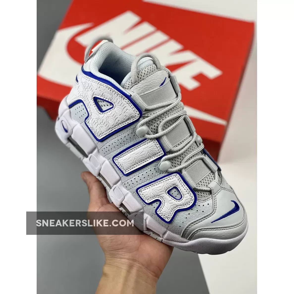 Nike Air More Uptempo Embossed White Game Royal FD0669-100 nike uptempo white and blue