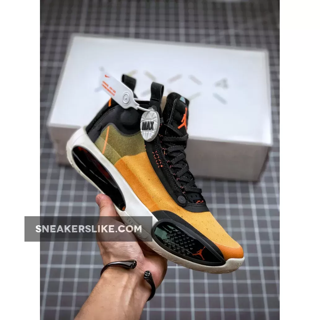 Air Jordan 34 Amber Rise/Black-Sail-Metallic Silver