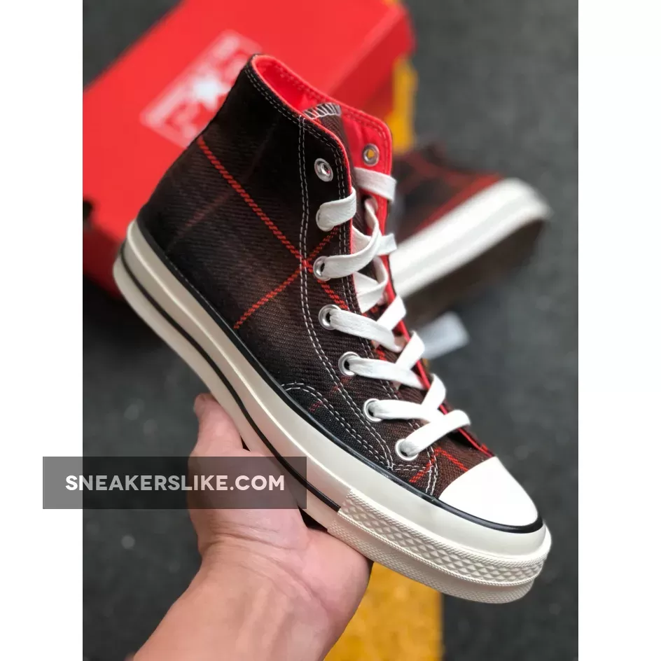 Converse Plaid Chuck 70 High Top Black/Bright Crimson/Egret / plaid converse