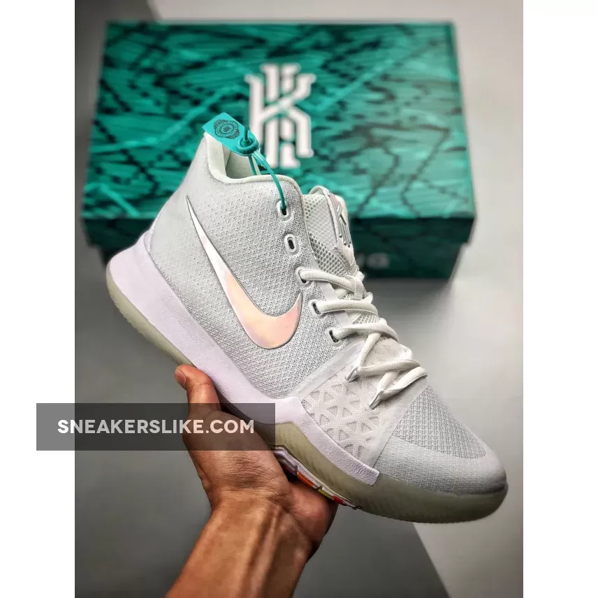 Nike Kyrie 3 Time To Shine Pure Platinum/Multicolor-Volt On Sale 852416-001 Outlet