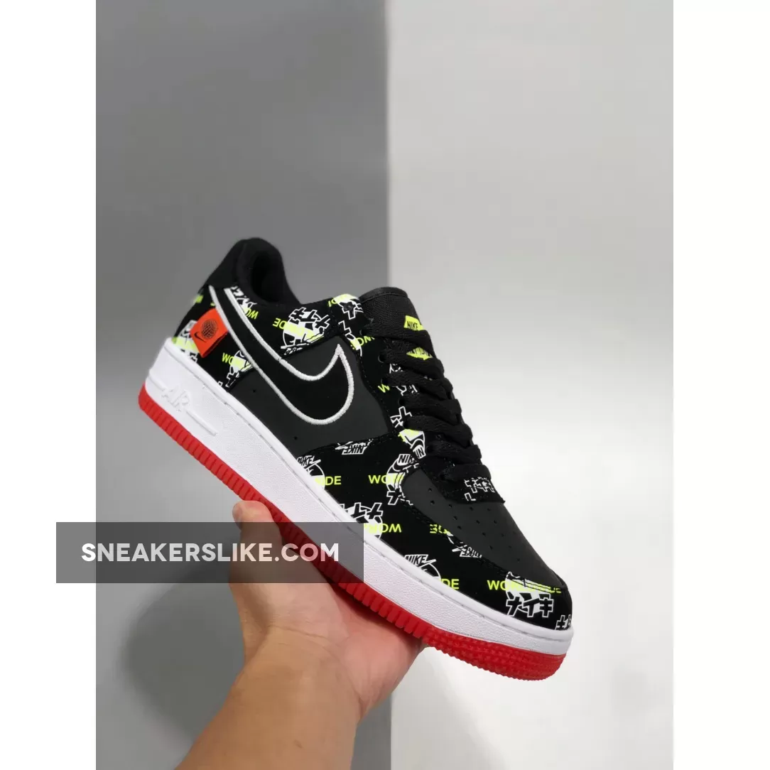 Nike Air Force 1 'Worldwide' Black/Green Strike/Flash Crimson DA1343-003 To Buy