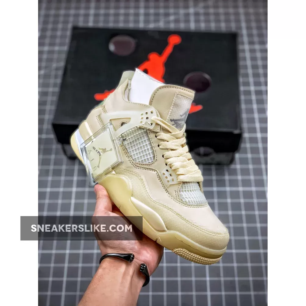 Off-White X Air Jordan 4 SP Sail/Muslin-White-Black Online