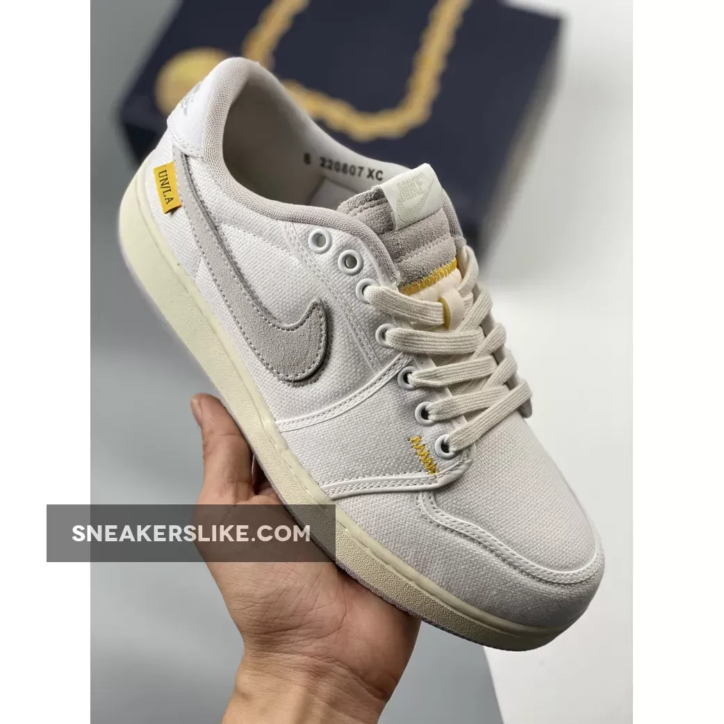 Union x AJKO 1 Low White/Sail-University Gold-Neutral Grey - ajko 1 low x union