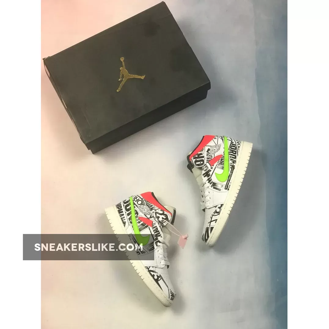 Air Jordan 1 Mid All-Over-Print Logos 554724-119 Restock