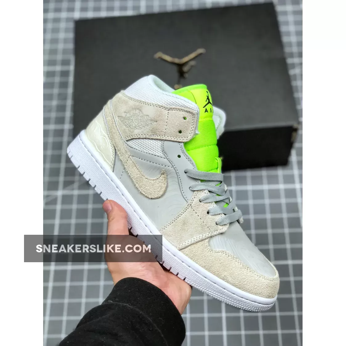 Wmns Air Jordan 1 Mid 'Ghost Green' AJ1 Vast Grey White / jordan 1 vast grey