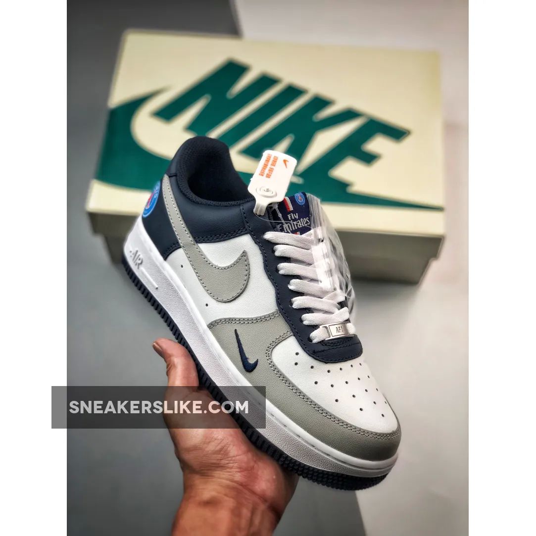 Custom Nike Air Force 1 Low ‘Paris’ White Grey Navy Outlet