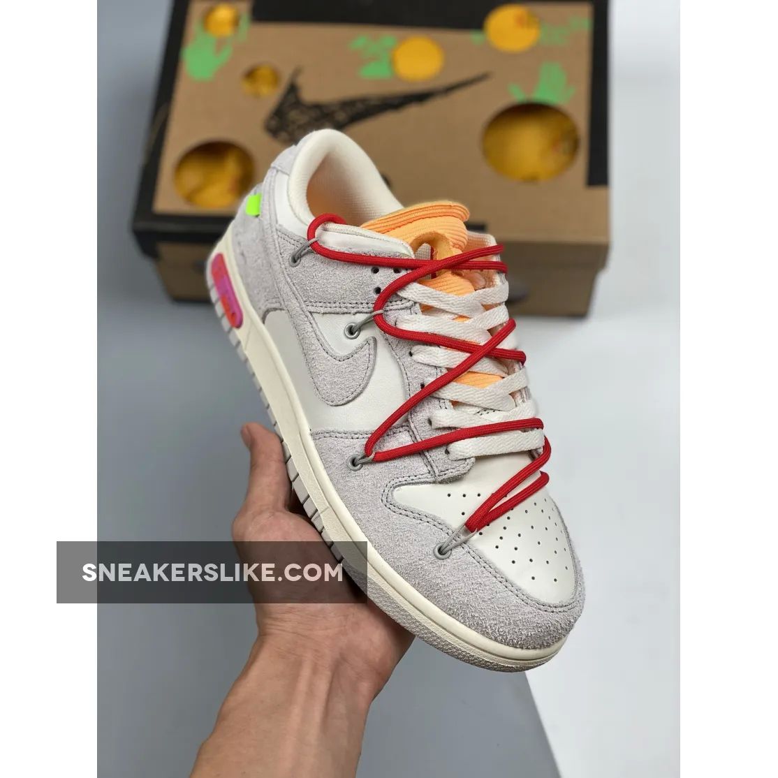 Off-White x Nike Dunk Low '40 of 50' Grey Sail Orange 'off white shoes orange'