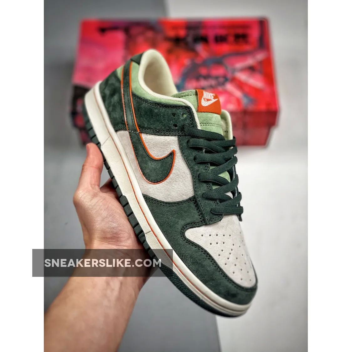 Nike Dunk Low Grey Suede/Green 'gray and green dunks'