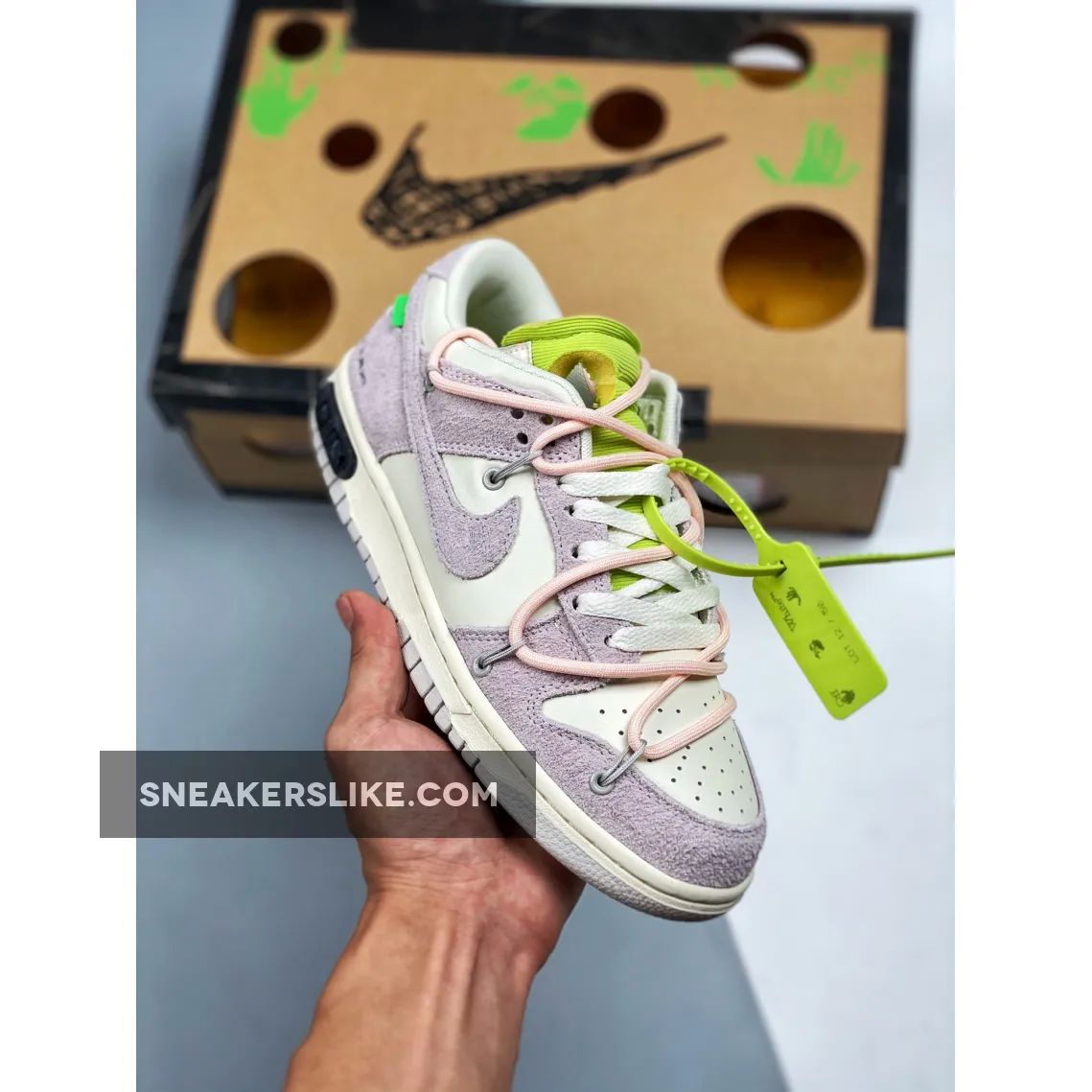 Off-White x Nike Dunk Low '12 of 50' Purple Sail 'purple and white nike dunks'