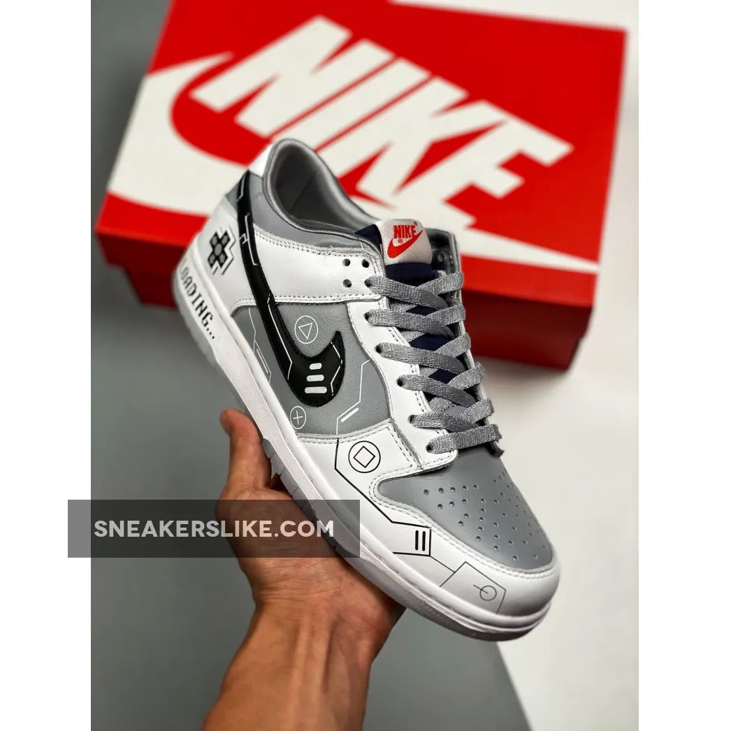 Custom Nike Dunk Low White Grey Black 'dunks custom'