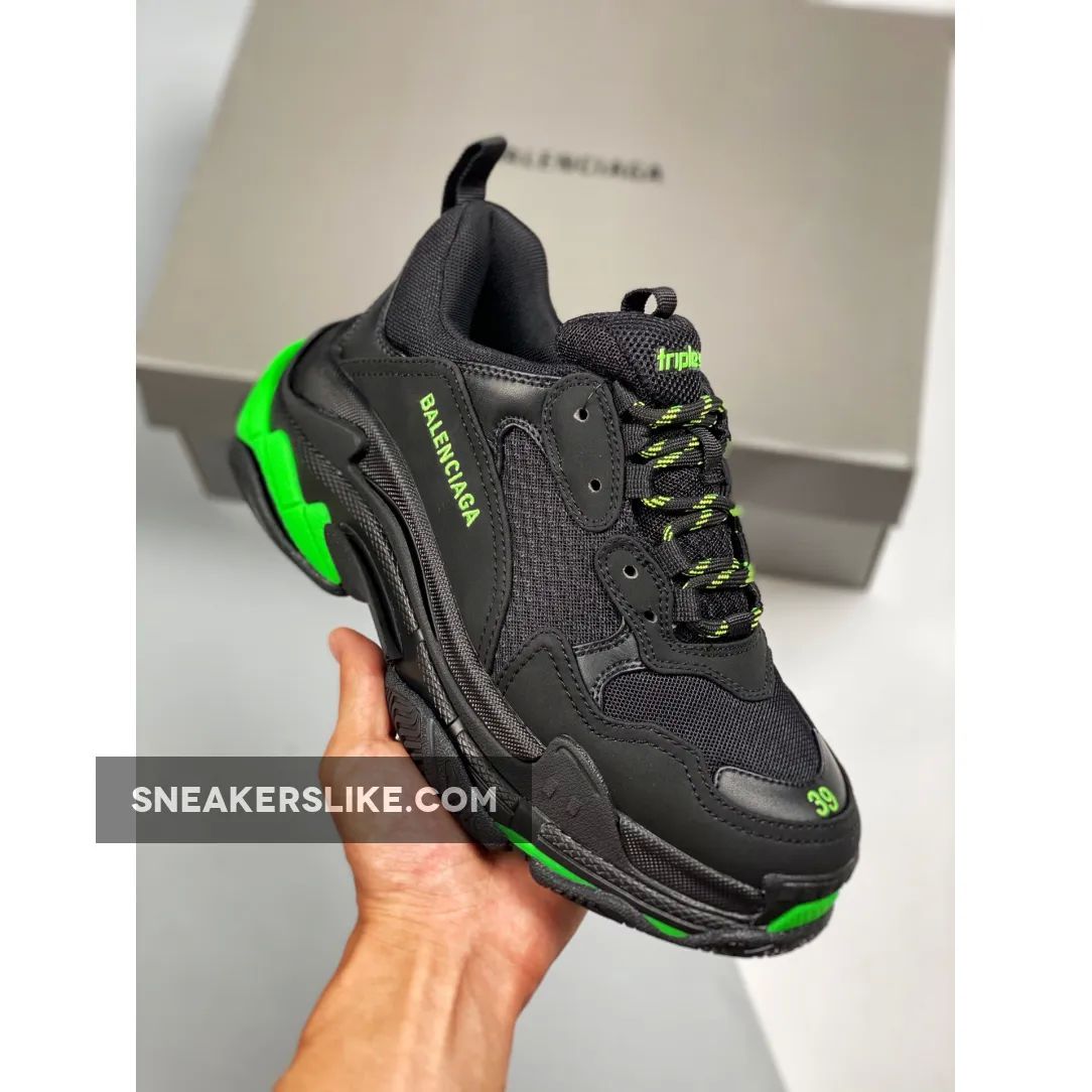 Balenciaga Triple S Black Green 'balenciagas triple s green'