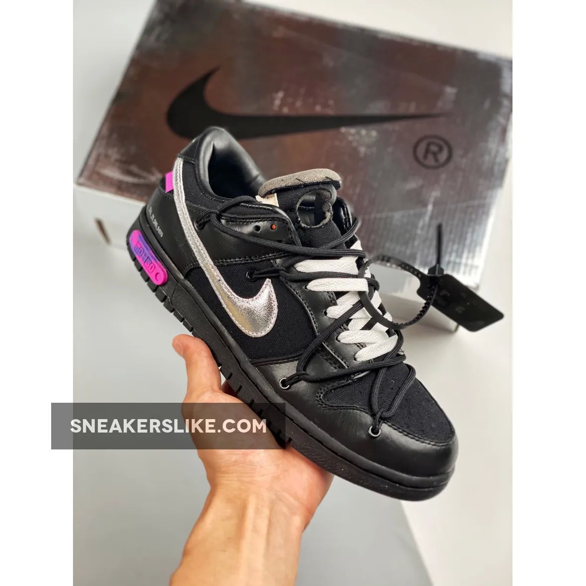 Off-White X Nike Dunk Low 'The 50' Black Silver New Releases