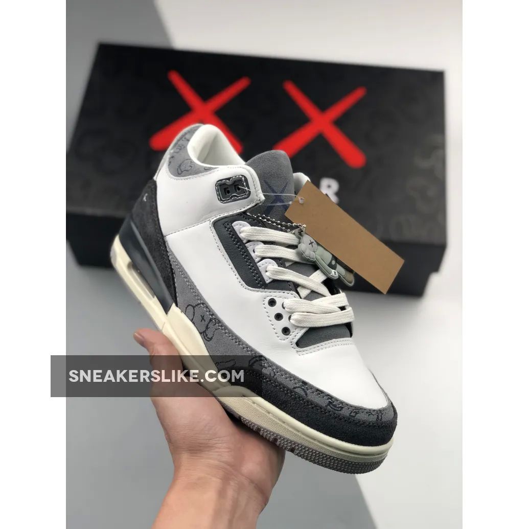 KAWS x Air Jordan 3 White Grey Black 'jordan x kaws'