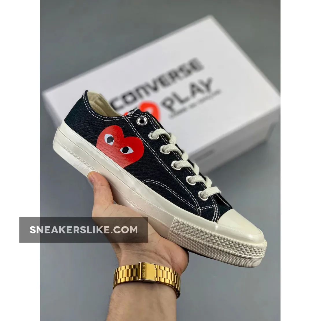 CDG Play X Converse Chuck Taylor All Star 70 Low Black New Releases