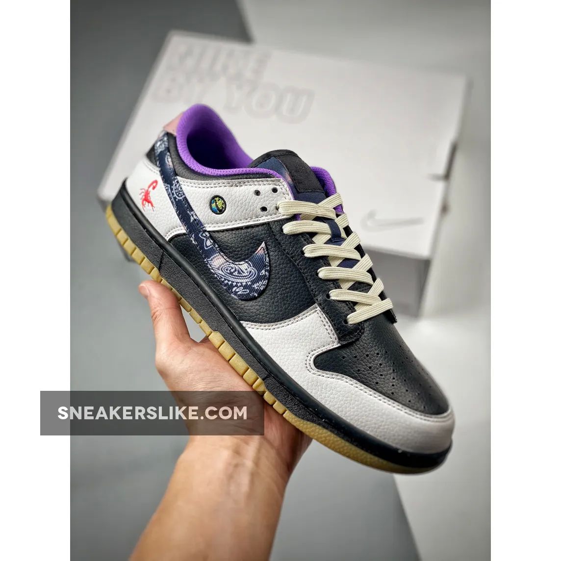 Custom Nike Dunk Low Black White Purple 1667632832 Online