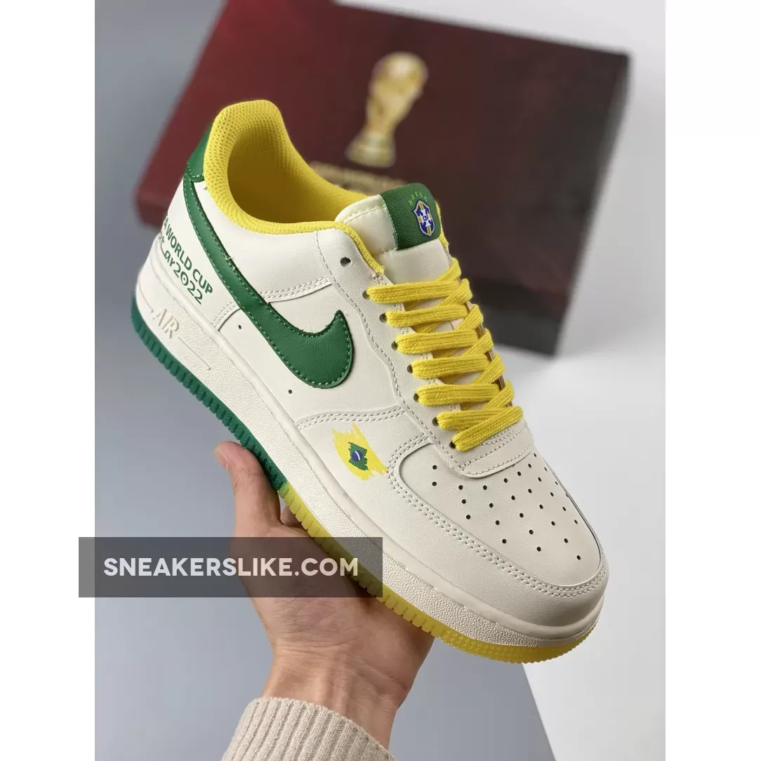 Custom Nike Air Force 1 Low ‘World Cup 2022’ White Green Yellow 1671349031 Online