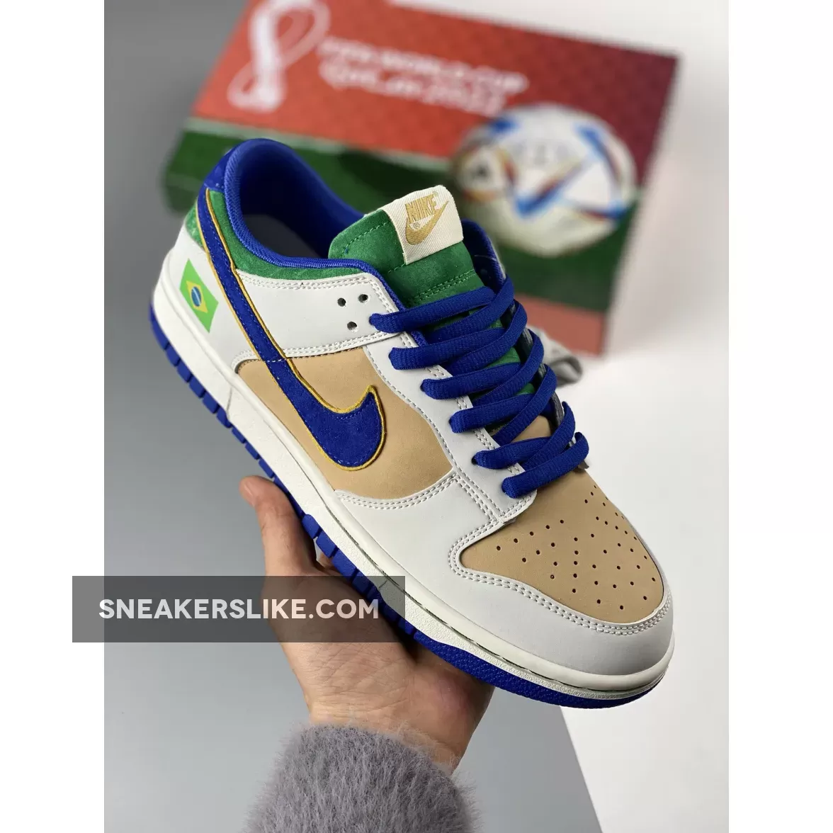 Custom Nike Dunk Low 'Brazil ' White Brown Green 1675842488 Restock