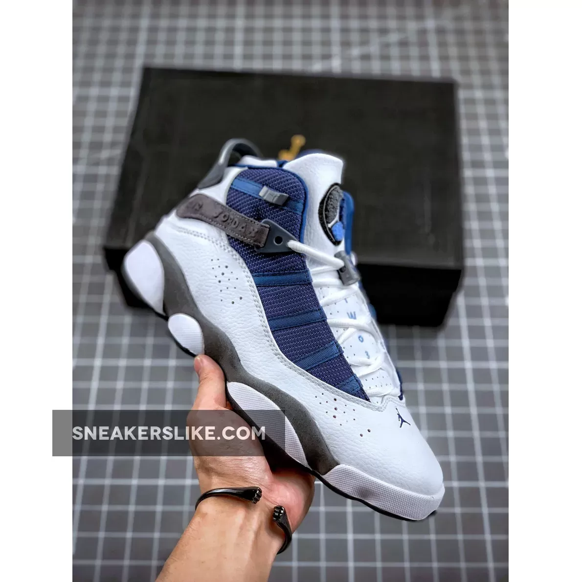 Jordan 6 Rings White/French Blue–Flint Grey–University Jordan 6 Rings Flint