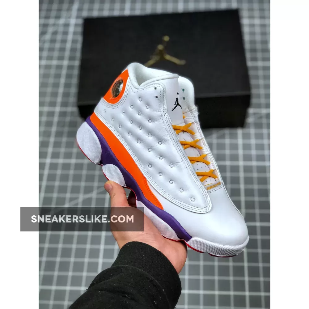 Air Jordan 13 GS 'Playground' White/Black-Court Purple-Total Orange / white and purple jordan 13