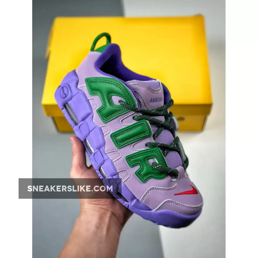 AMBUSH X Nike Air More Uptempo Low Lilac/Apple Green Online