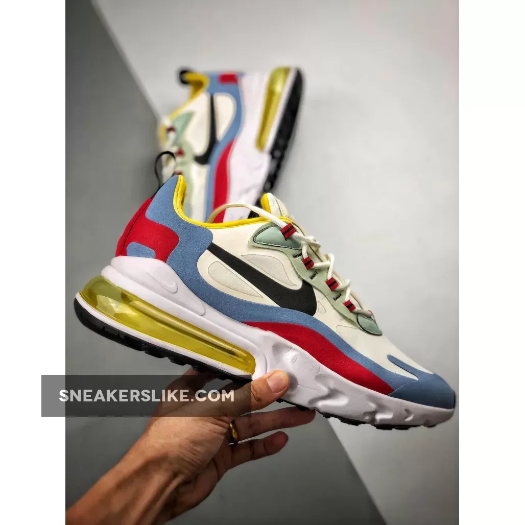 Nike Air Max 270 React 'Bauhaus' Phantom/Light Blue/University Red/Black - air max 270 react light blue