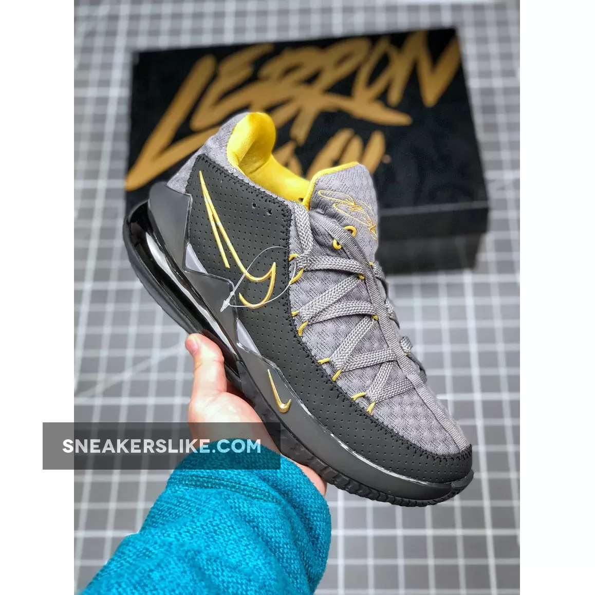 Nike LeBron 17 Low Black Grey Yellow / lebron 17 grey