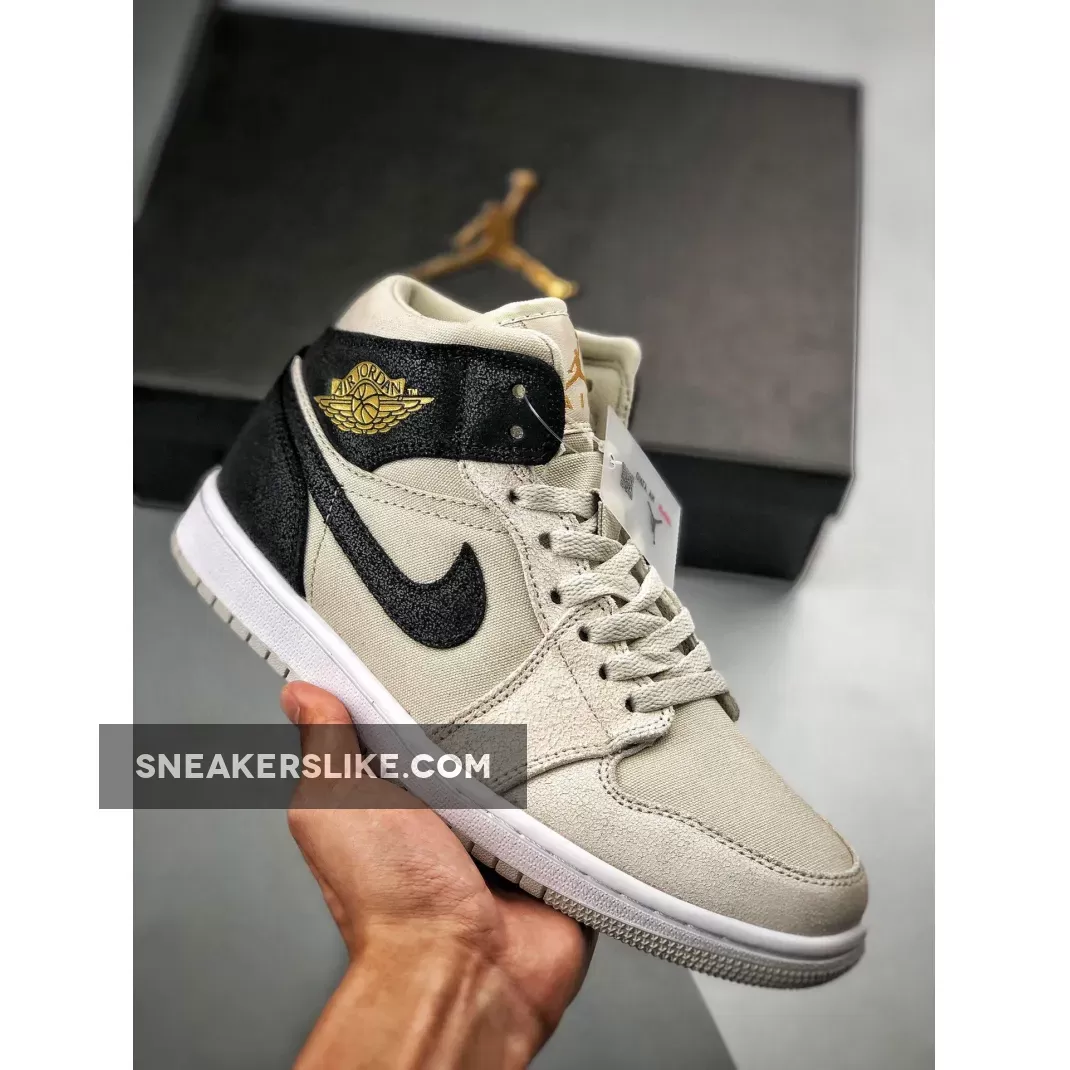 Air Jordan 1 Mid Light Bone Metallic Gold 554725-023 To Buy