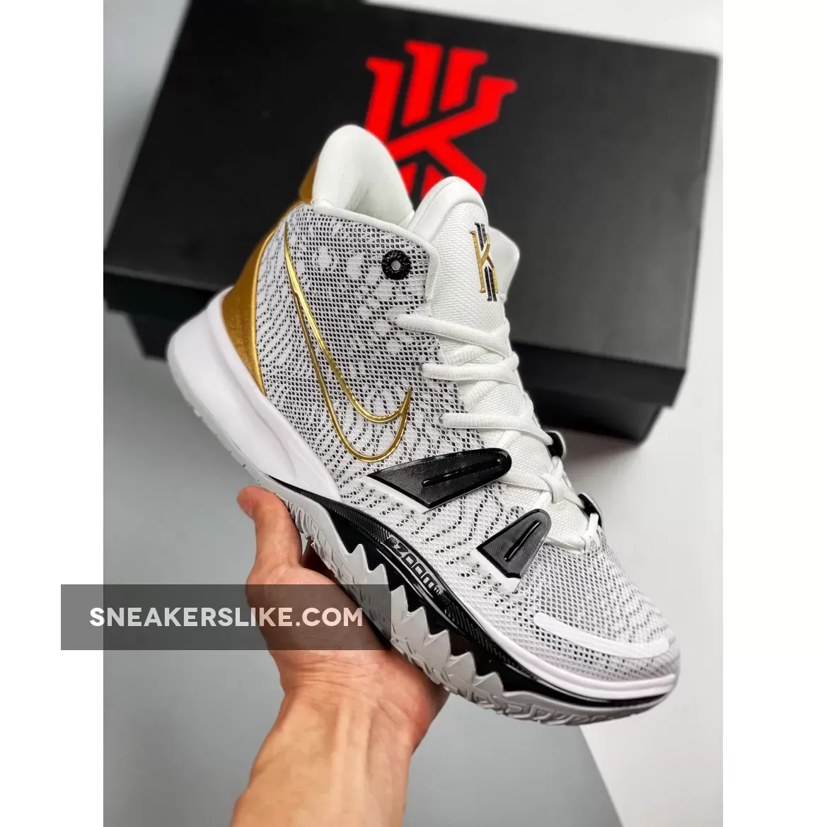 Nike Kyrie 7 White Black Gold - kyries 7 black