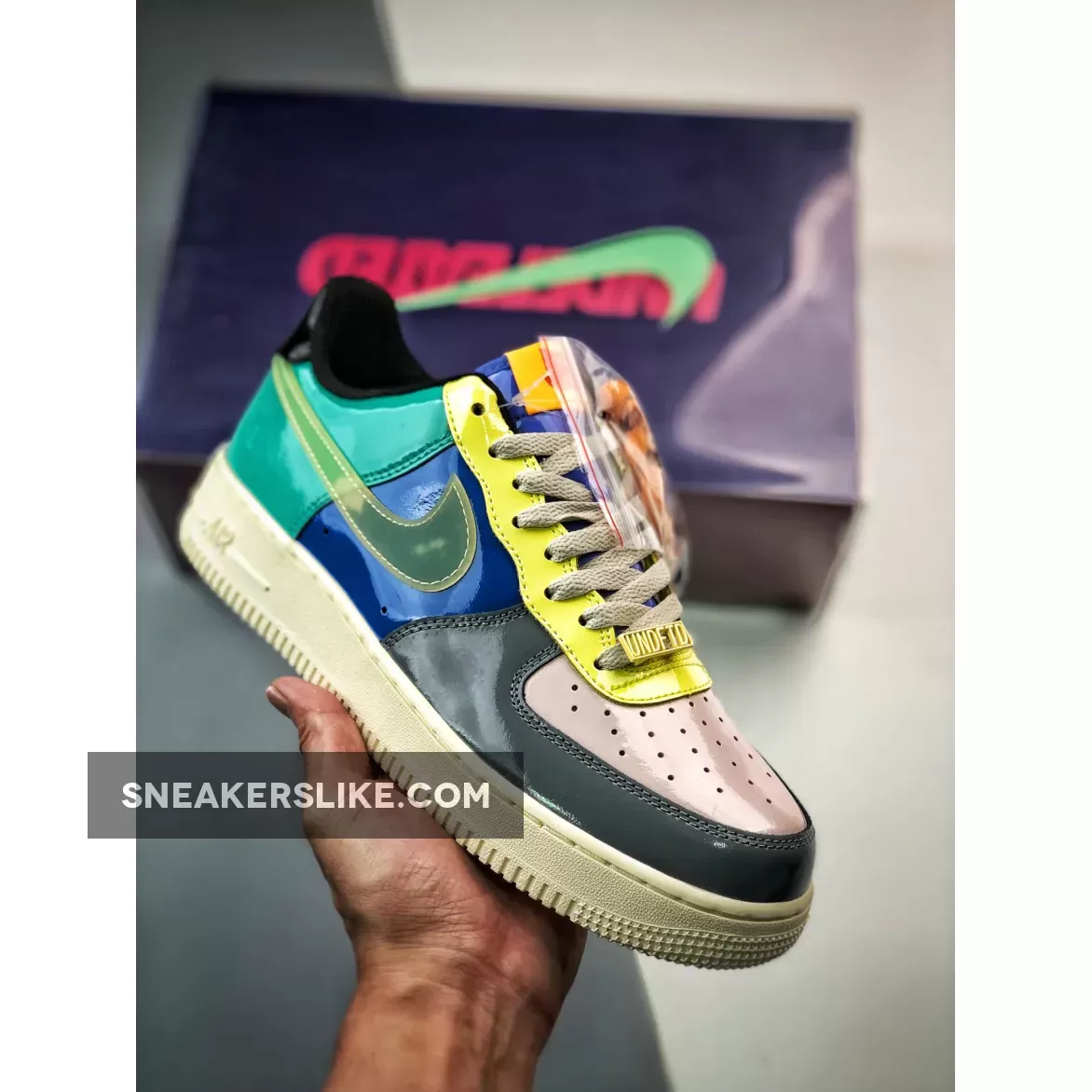 Undefeated x Nike Air Force 1 Low Multi Patent Teal Grey DV5255-001 #undefeated topaz gold