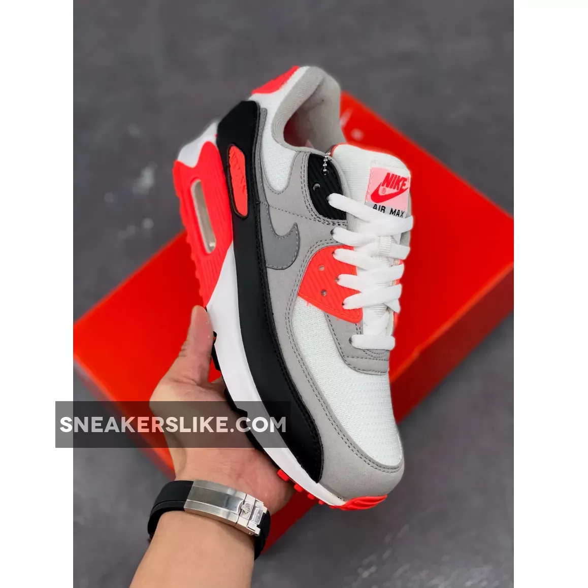 Nike Air Max 90 OG 'Infrared' White/Black-Cool Grey-Radiant Red - nike air max 90 cool grey