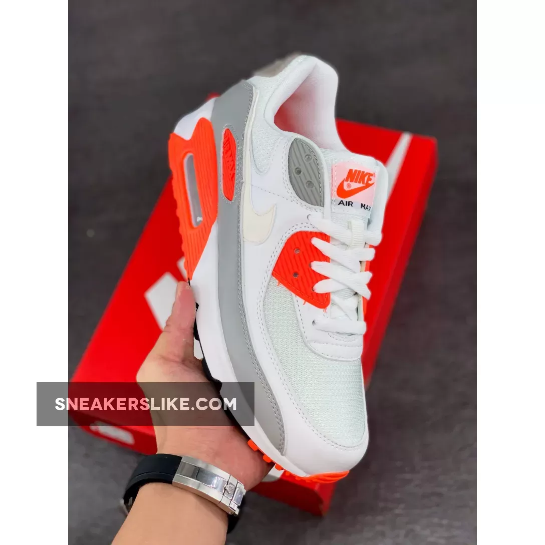 Nike Air Max 90 White/Hyper Orange-Light Smoke Grey air max 2090 white hyper orange