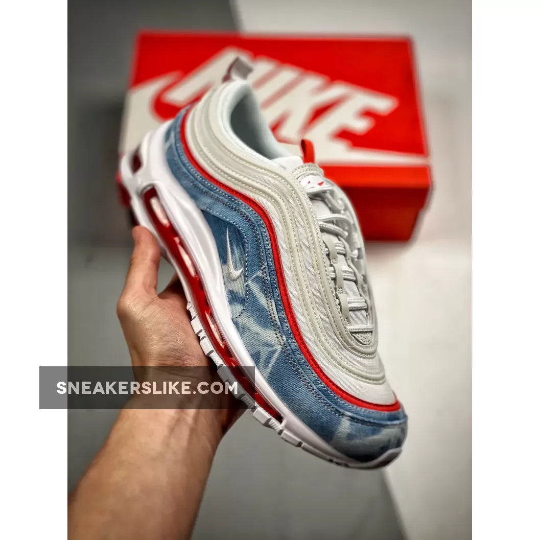 Nike Air Max 97 Washed Denim For Womens DV2180-900 White Red And Blue Air Max