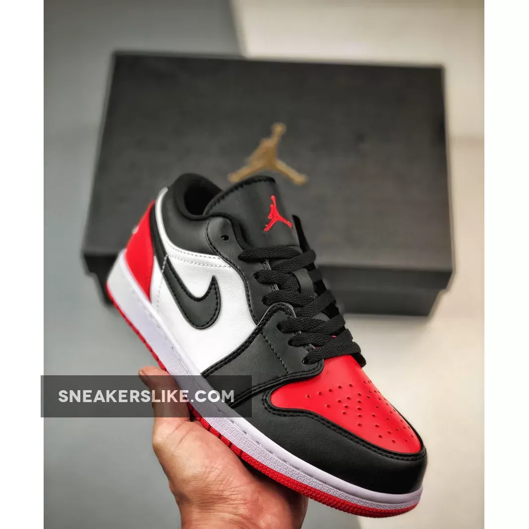 New Releases Air Jordan 1 Low 'Bred Toe' White/Black-Varsity Red 553558-161