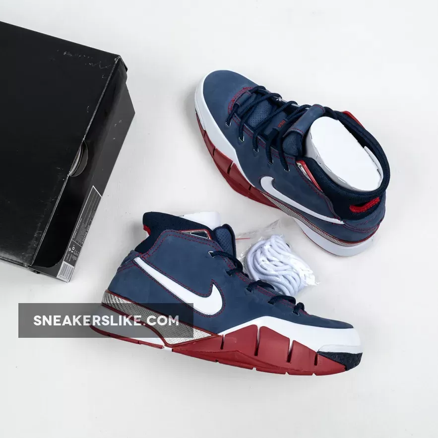 Nike Kobe 1 Protro 'USA' Midnight Navy/White-Varsity Red - red and white kobes