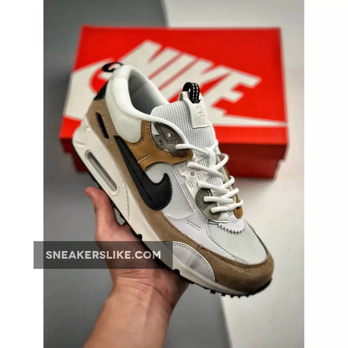 Nike Air Max 90 Futura Phantom/black/hemp / Nike Air Max 90 Futura White Tan Black WMNS DM9922-002