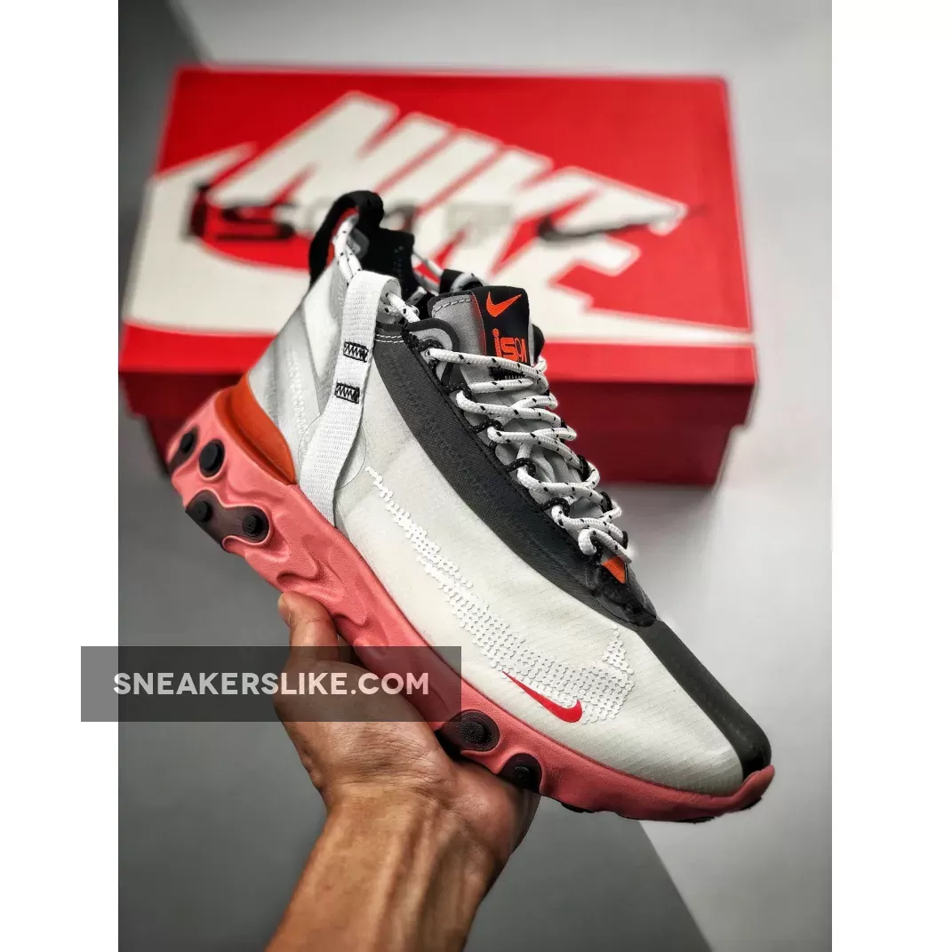 Nike React Runner Mid WR ISPA Summit White/Off White-Light Crimson / nike react off white