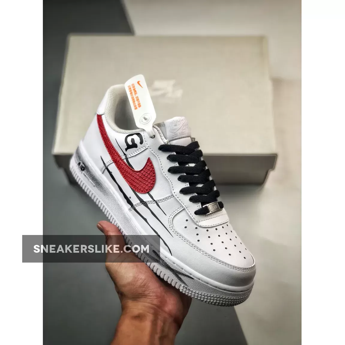 Csutom Nike Air Force 1 White Red Black New Releases