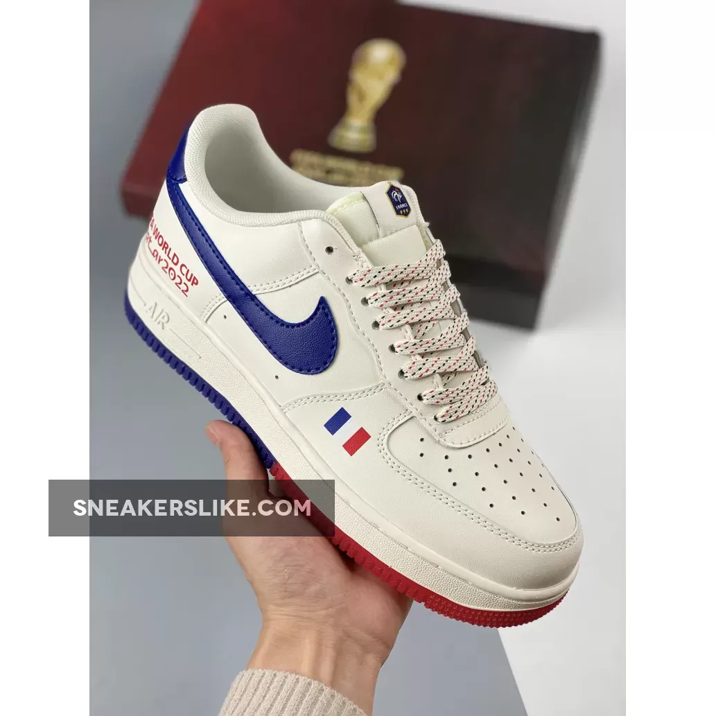 Custom Nike Air Force 1 Low 'World Cup 2022' White Blue Red 1680452518 Restock