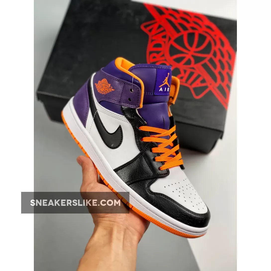 Air Jordan 1 Mid 'Phoenix Suns' White/Bright Citrus/Court Purple-Black jordan 1 phoenix suns