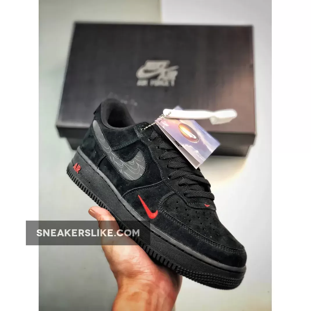 Nike Air Force 1 Low Multi-Swoosh Black Crimson DZ4514-001