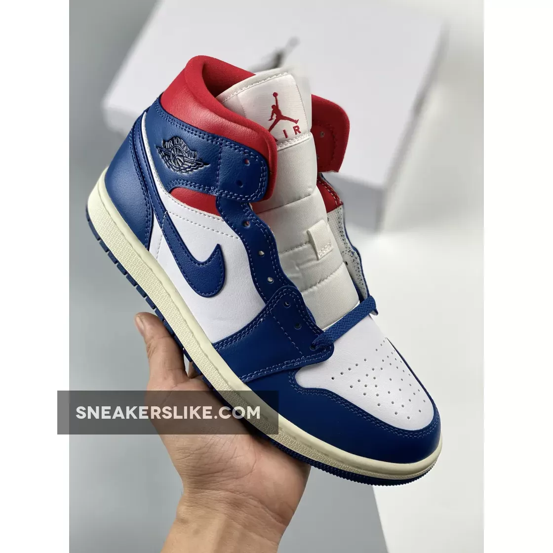 Air Jordan 1 Mid White French Blue Red BQ6472-146 / air jordan 1 french blue 2022