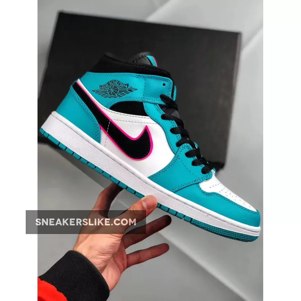 Air Jordan 1 Mid South Beach Turbo Green/Black-Hyper Pink-Orange / green black and orange jordan 1