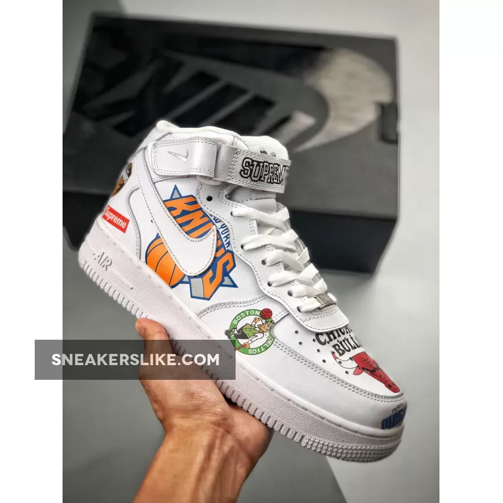 Supreme X Nba X Air Force 1 Mid 07 'White' #supreme air force 1 goat