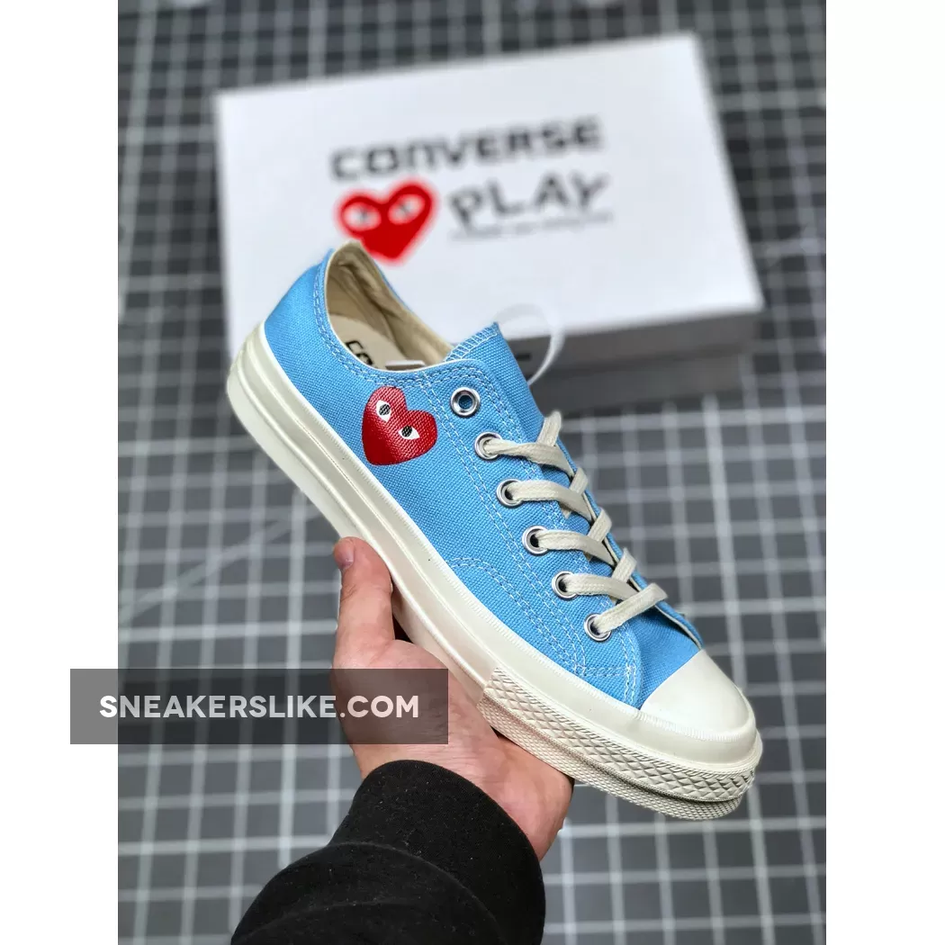 Comme Des Garcons Play X Converse Chuck Taylor All Star 70 Low Bright Blue 168303C For Sale